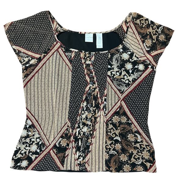 Vintage Emma James Paisley Button Front Top Size 14 - Picture 1 of 5
